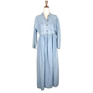 Vintage 90's Tickets Denim Maxi Dress - Womens Medium
